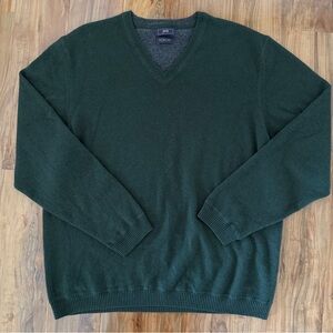 JWN John W Nordstrom 100% Cashmere Dark Green V-Neck Sweater Men’s XL Pullover